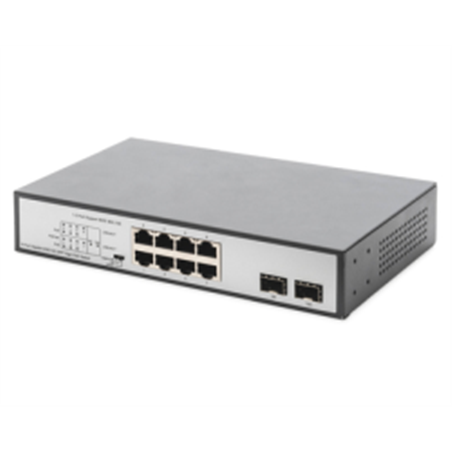 DIGITUS 8 Port Gigabit Switch 8xRJ45 6xPoE + 2G SFP 180W Support 802.3 af-at-bt standard