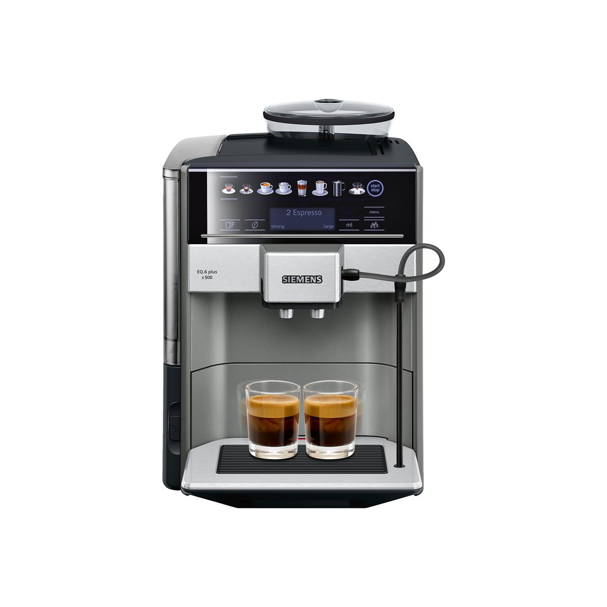 Siemens EQ.6 TE655203RW - Espresso machine - 1.7 L - Coffee beans - Built-in grinder - 1500 W - Black - Grey - Silver