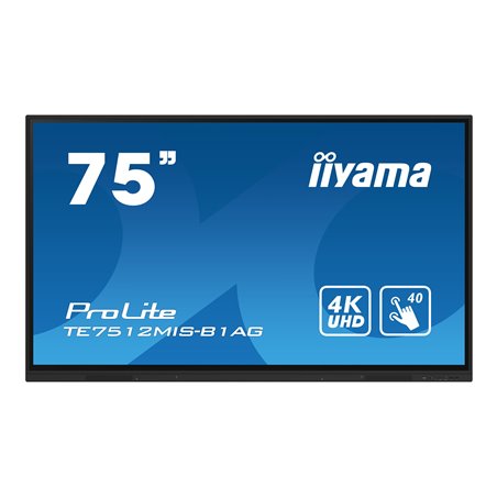 IIYAMA TE7512MIS-B1AG X 76inch Touchpanel 4K IPS 400cd 40touch points IR VGA HDMIx3 USB-Cx1 spakers 2x16W